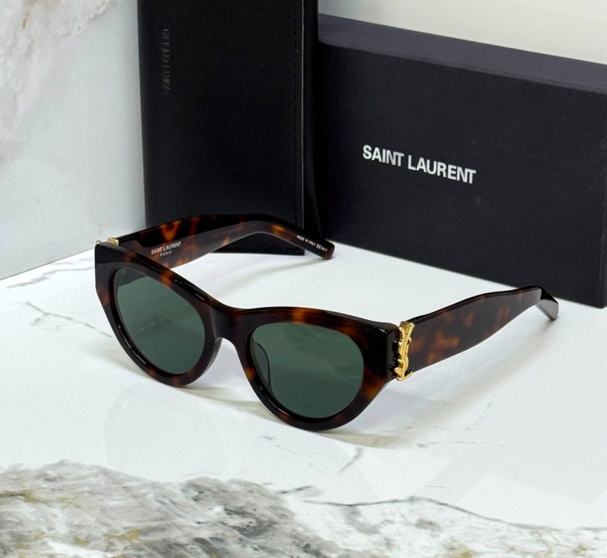 Saint Laurent SL M94 Tortoiseshell Acetate Cat-Eye Gold YSL Logo Sunglasses