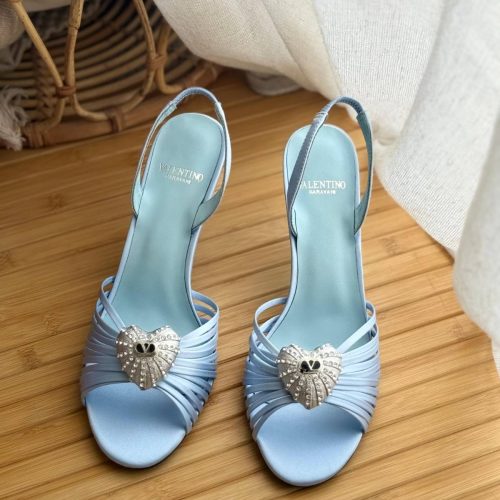Valentino Garavani Crystal Heart Coeur Royal Blue Slingback Heels