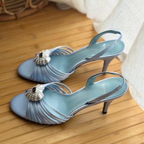 Valentino Garavani Crystal Heart Coeur Royal Blue Slingback Heels