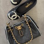 Chanel 25 Small Handbags Black Braided Raffia Calfskin & Gold-Tone
