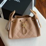 Chanel 25 Small Hobo Bag Beige Caviar Leather