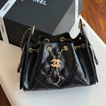 Chanel 25 Small Hobo Bag Black Calfskin Leather