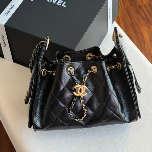 Chanel 25 Small Hobo Bag Black Calfskin Leather