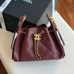 Chanel 25 Small Hobo Bag Burgundy Caviar Leather