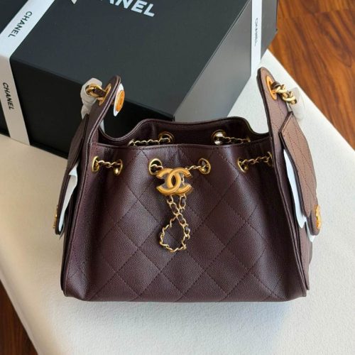 Chanel 25 Small Hobo Bag Dark Brown Caviar Leather