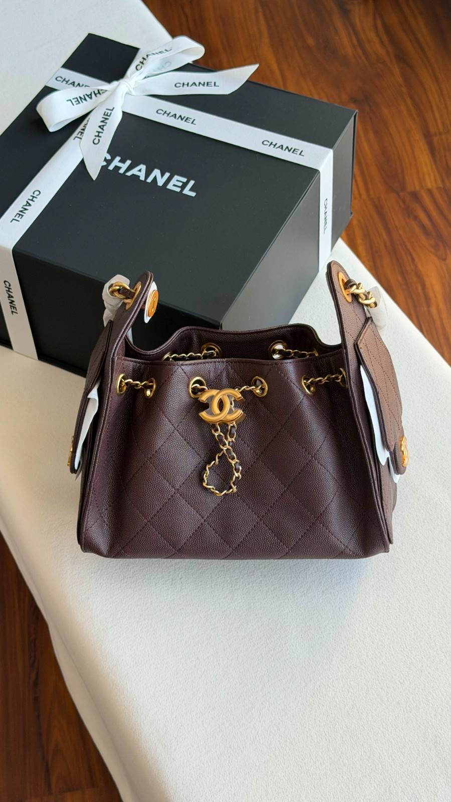 Chanel 25 Small Hobo Bag Dark Brown Caviar Leather Chanel 25 Small Hobo Bag Dark Brown Caviar Leather