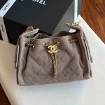 Chanel 25 Small Hobo Bag Dark Grey Suede Leather