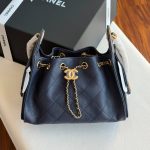 Chanel 25 Small Hobo Bag Dark Navy Blue Caviar Leather