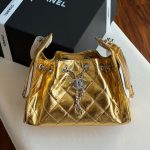 Chanel 25 Small Hobo Bag Gold Metallic Calfskin Leather