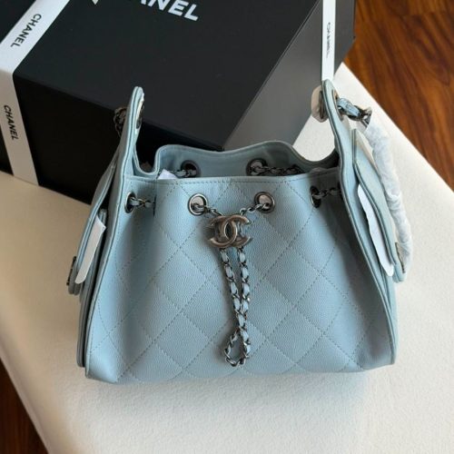 Chanel 25 Small Hobo Bag Jean Blue Caviar Leather
