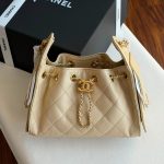 Chanel 25 Small Hobo Bag Light Beige Caviar Leather