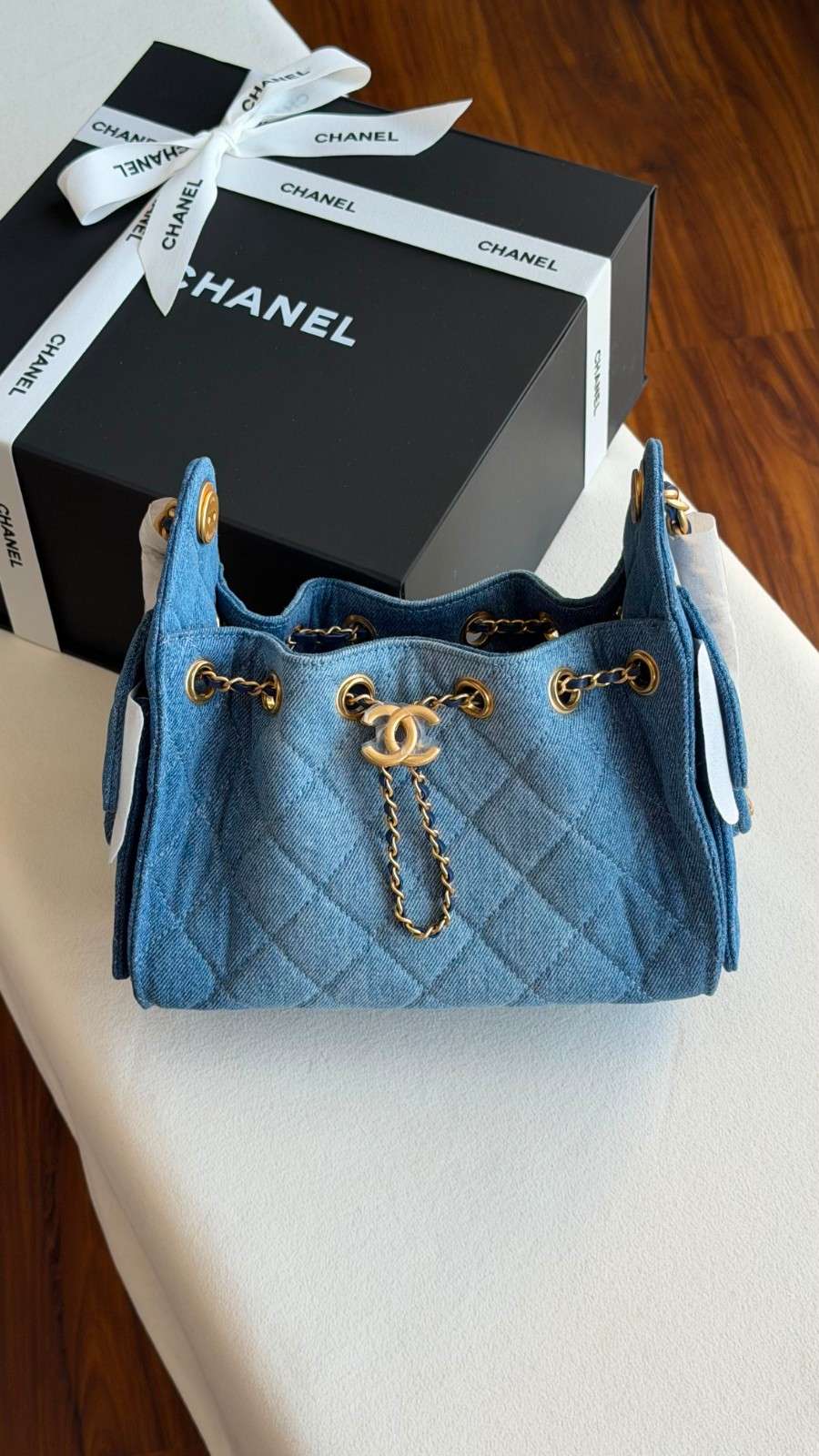 Chanel 25 Small Hobo Bag Light Blue Washed Denim Quilted Chanel 25 Small Hobo Bag Light Blue Washed Denim Quilted