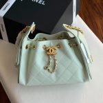 Chanel 25 Small Hobo Bag Light Green Caviar Leather