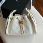 Chanel 25 Small Hobo Bag White Caviar Leather