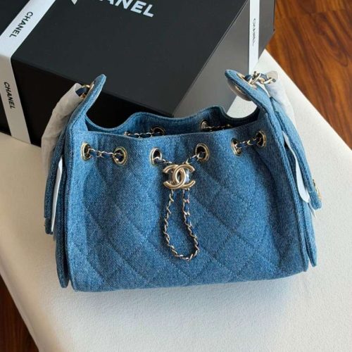 Chanel 25 Small Hobo Bag in Blue Washed Denim Quilted