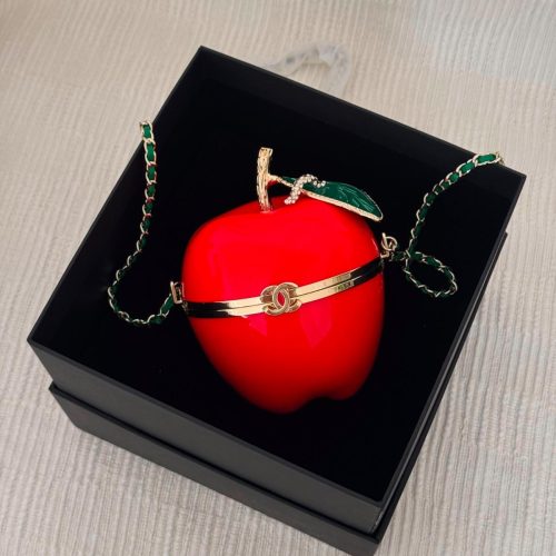 Chanel Apple Minaudière Red Chain Clutch Bag