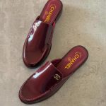 Chanel CC Logo Smooth Calfskin Mules In Burgundy