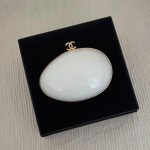 Chanel Egg Minaudiere Pearly White Resin Clutch Bag Gold hardware