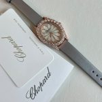 Chopard L’Heure Du Diamant Rose Gold Floral Diamond Grey Leather Watch