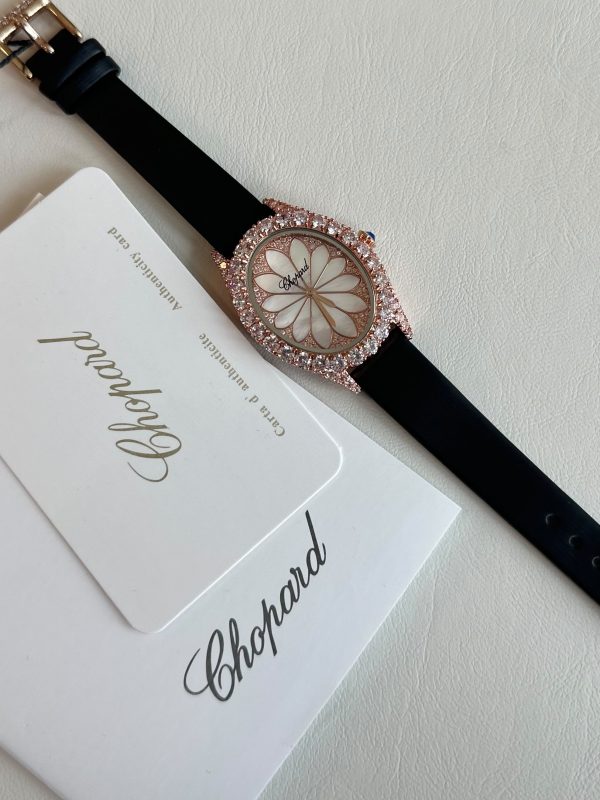Chopard L'Heure Du Diamant Rose Gold Floral Diamond Leather Watch