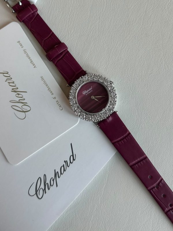 Chopard L'Heure Du Diamant Vibrant Burgundy Dial Diamond Set bezel Ladies Watch