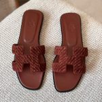 Hermes Oran Marron Suede Leather Flat Sandals