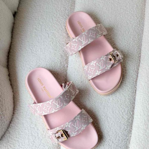 Louis Vuitton Bom Dia Flat Comfort Mules Pink Monogram Jacquard