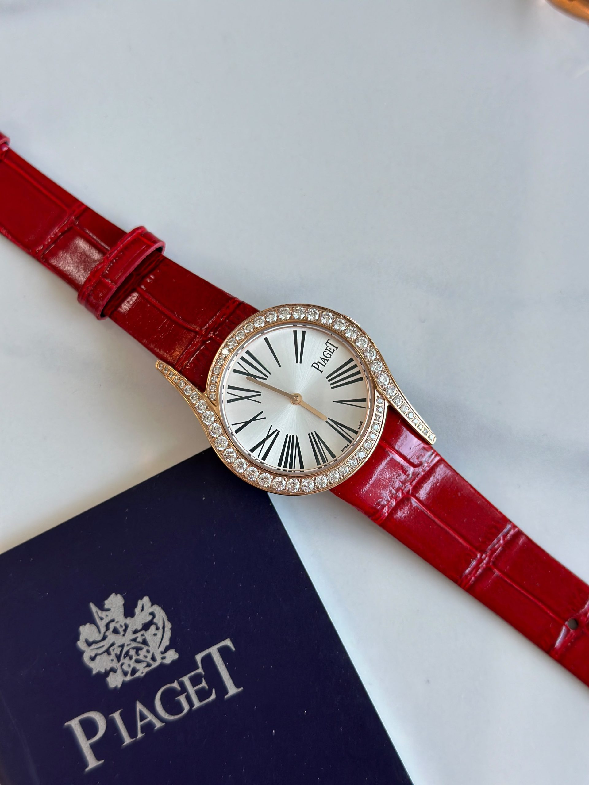 Piaget Limelight Gala 26MM Rose Gold Diamond Bezel Red Strap Ladies Watch Piaget Limelight Gala 26MM Rose Gold Diamond Bezel Red Strap Ladies Watch - Image 1