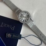 Piaget Limelight Gala 26MM Silver Diamond Bezel Grey Strap Ladies Watch