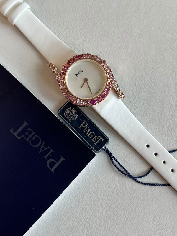 Piaget Limelight Gala Precious Sunset 26MM Pink Diamond Cut White Strap Ladies Watch