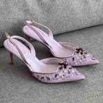 Rene Caovilla Purple Fabric Cinderella Slingback Sandals