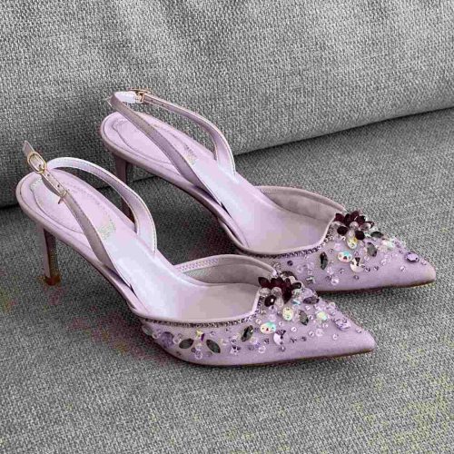 Rene Caovilla Purple Fabric Cinderella Slingback Sandals