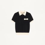 Valentino Garavani Bow Detail Cotton Black Polo Tshirt