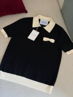 Valentino Garavani Bow Detail Cotton Black Polo Tshirt