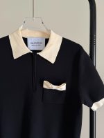 Valentino Garavani Bow Detail Cotton Black Polo Tshirt