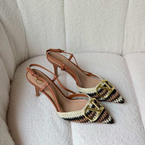 Valentino Garavani VLogo Signature Crochet Embroidered Slingback Pumps Multicolor