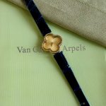 Van Cleef & Arpels Alhambra Sweet 23MM Yellow Gold Blue Alligator Strap Watch
