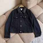 Bottega Veneta Black Intrecciato Collar Denim Jacket