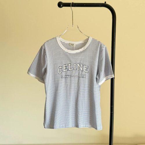 Celine Saint-Tropez 70s Jersey Striped Blue White T-Shirt