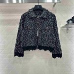 Chanel Black & White Tweed Cropped Jacket With CC Buttons