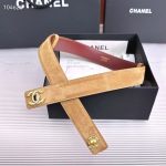 Chanel CC Logo Suede Calfskin Belt Dark Beige & Burgundy