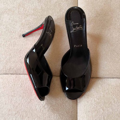 Christian Louboutin Black Me Dolly 100MM Patent Mules