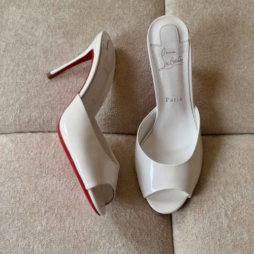 Christian Louboutin White Me Dolly 100MM Patent Mules