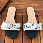 Dior Black Round-Toe Flat Sandals with Bow Detailing