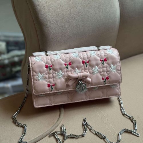 Dior Dioramour My Dior Mini Bag Pink Cannage Lambskin Doves & Roses