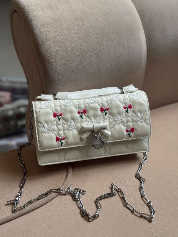 Dior Dioramour My Dior Mini Bag White Cannage Lambskin Doves & Roses