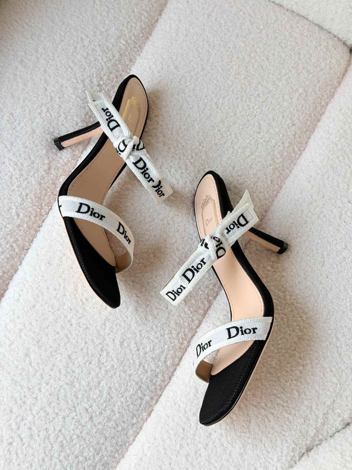 Dior J’Adior Straps Black Embroidered Cotton Heeled Sandals Dior J’Adior Straps Black Embroidered Cotton Heeled Sandals