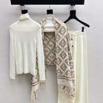 Fendi FF Monogram Knit Cardigan & Wide-Leg Pants Set