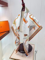 Hermes A Toute Allure Silk Scarf BeigeOrange