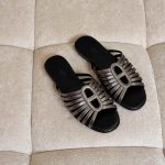 Hermes Noria Champagne Metallic Straps Flat Sandals